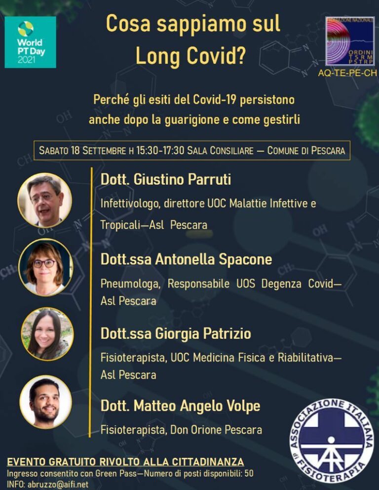A PESCARA IL PRIMO EVENTO PATROCINATO AIFI SULLA SINDROME DA LONG COVID