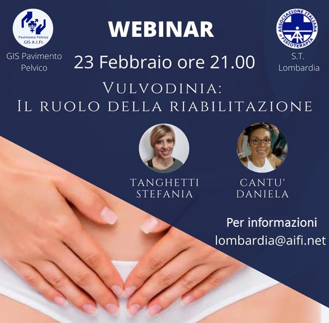 Webinar “Vulvodinia: il ruolo della riabilitazione”, 23 febbraio ore 21.00