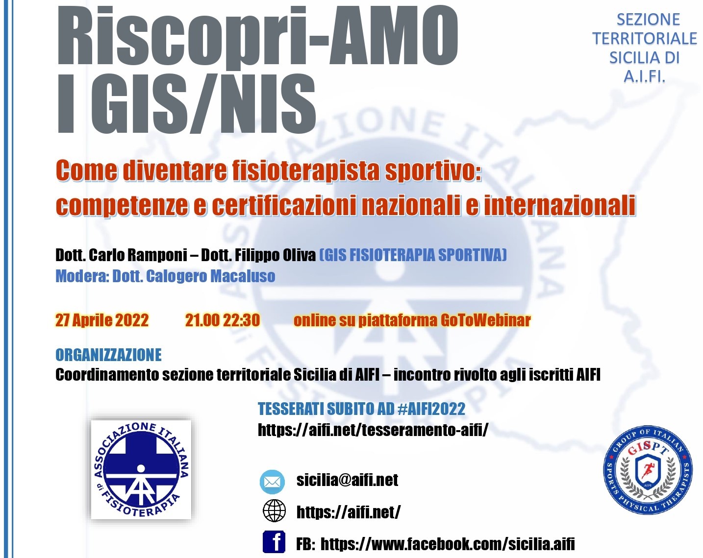 Sesto webinar gratuito proposto dal Coordinamento della sezione territoriale Sicilia di A.I.FI.!