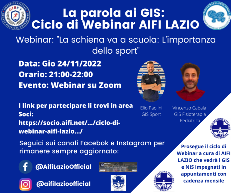 GIOVEDI 24/11 ORE 21:00 CICLO DI WEBINAR: “LA PAROLA AI GIS”