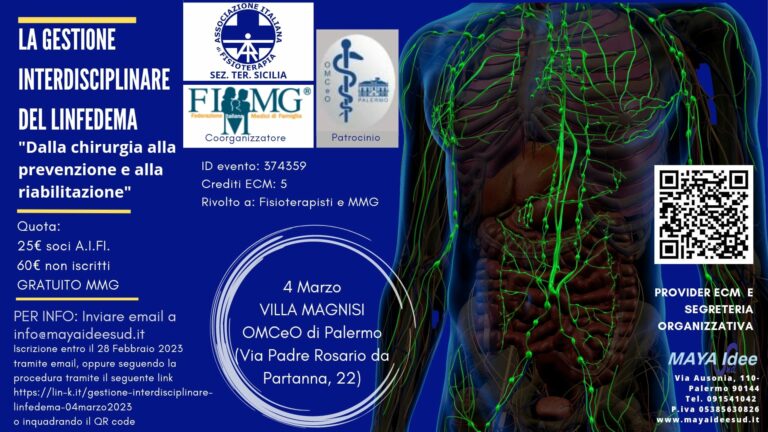 Convegno “La gestione interdisciplinare del linfedema: dalla chirurgia alla prevenzione e alla riabilitazione” 4 marzo 2023 a Palermo
