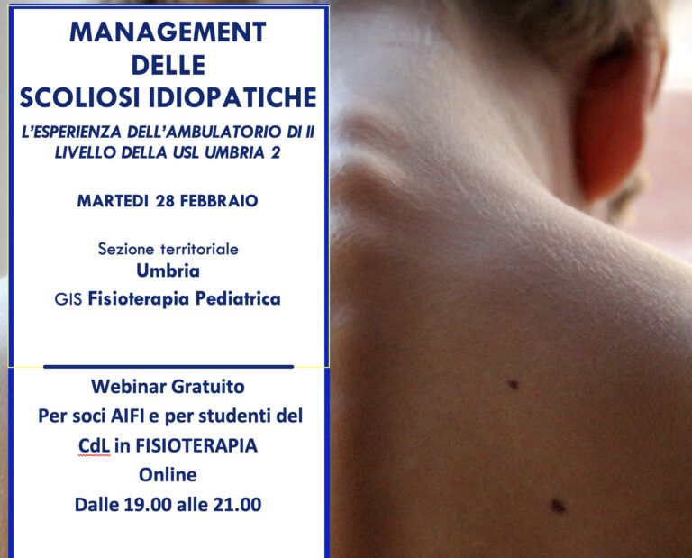 Webinar “Management delle Scoliosi Idiopatiche” 28 Febbraio 2023
