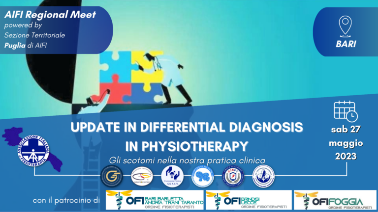 Convegno “Update in Differential Diagnosis in physiotherapy: gli scotomi della nostra pratica clinica” 27 maggio a Bari