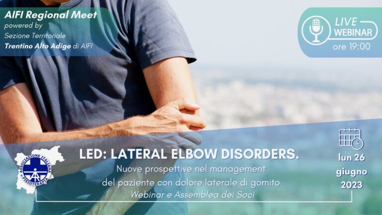 Webinar LED: Lateral Elbow disorder, 26 giugno