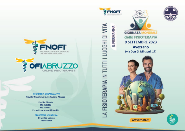 Convegno “Fisioterapia in tutti i luoghi di vita, e in tutte le fasi della vita” – Avezzano sabato 9 settembre 2023