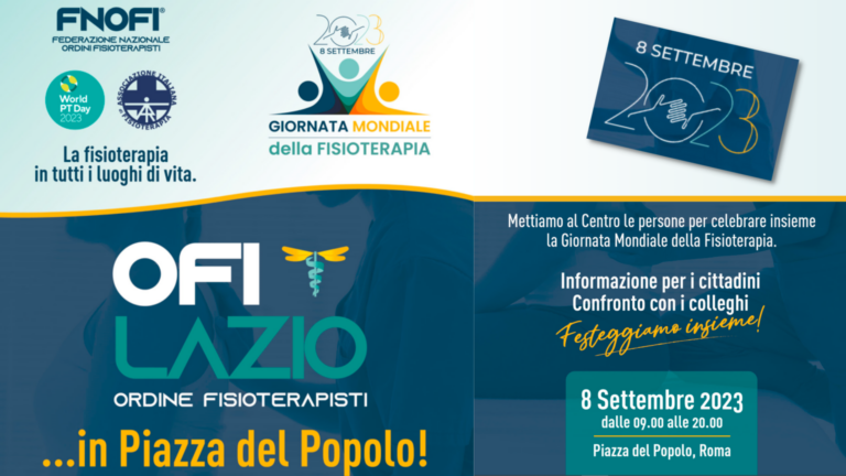 Evento pubblico “La Fisioterapia in tutti i luoghi di vita” – 8 settembre 2023 in Piazza del Popolo a Roma