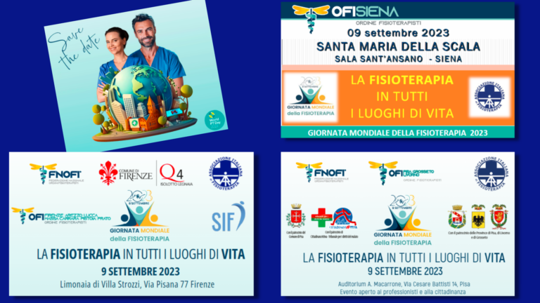 Celebrazioni per la Giornata Mondiale della Fisioterapia: AIFI Toscana e OFI della Toscana insieme – sabato 9 settembre a Firenze, Pisa e Siena.