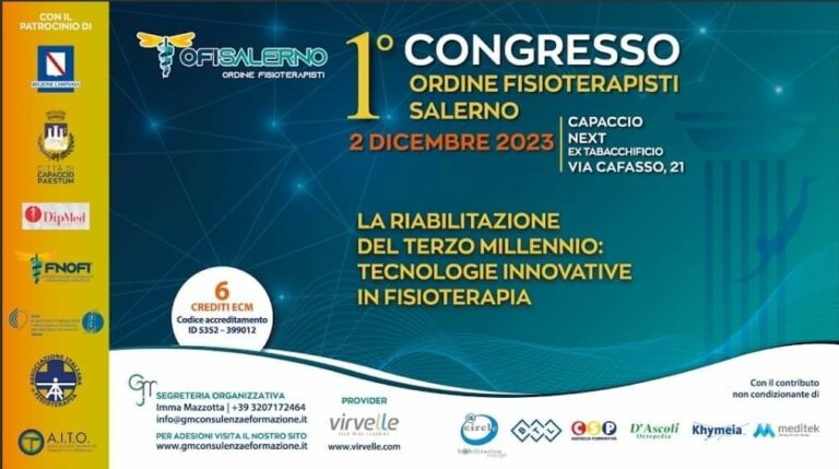 AIFI patrocina il 1° Congresso dell’OFI Salerno “La riabilitazione del terzo millennio: tecnologie innovative in fisioterapia” il 2 dicembre a Paestum (SA)