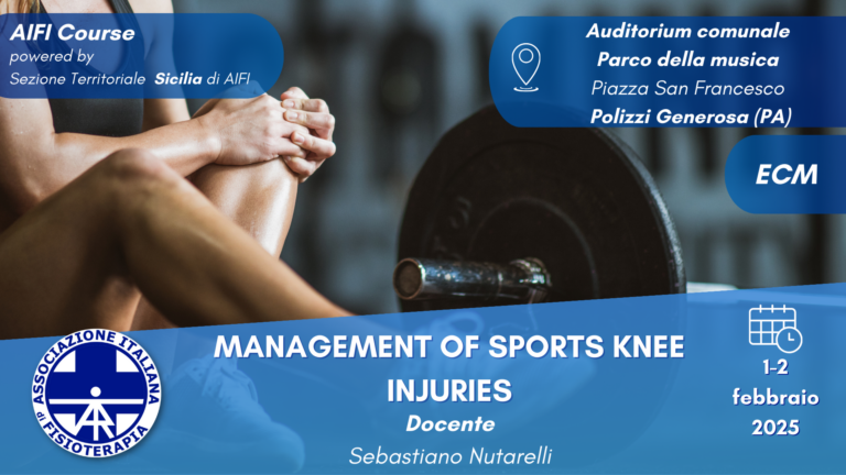 Corso “Management of sport knee injuries”  01/02 febbraio 2025  Polizzi Generosa (PA) – SAVE THE DATE