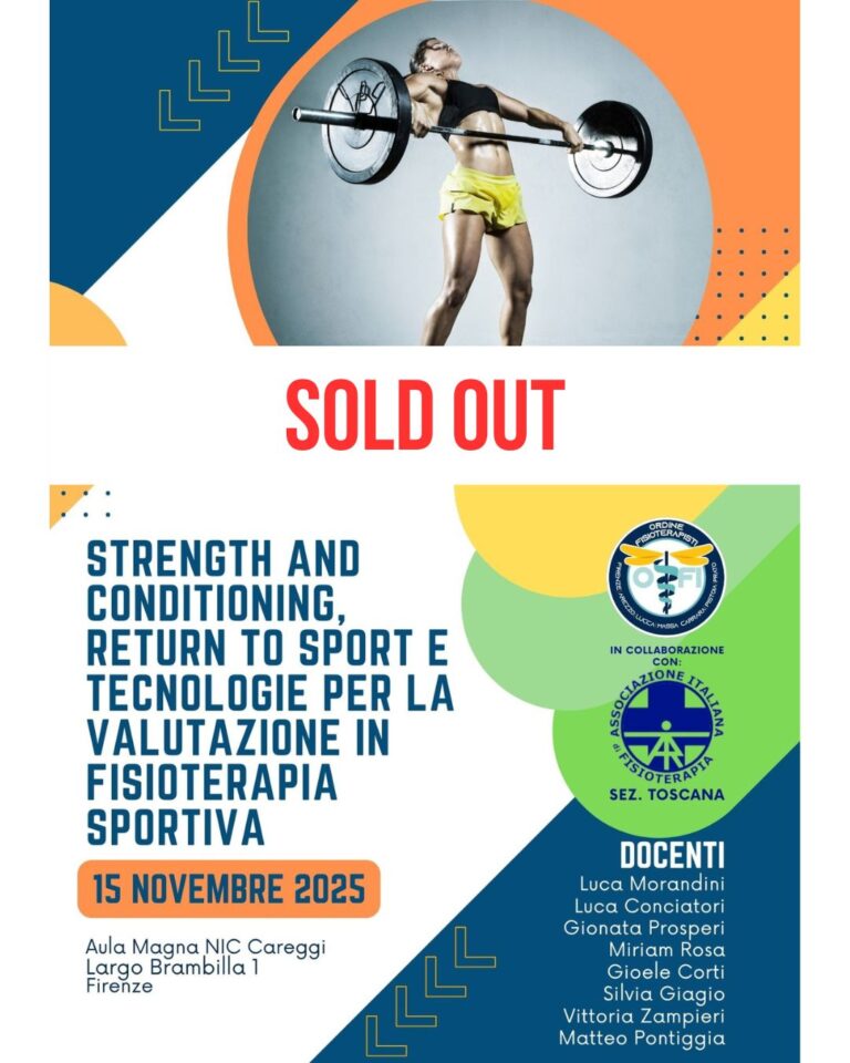 Evento Strength and Conditioning, return to sport e e tecnologie per la valutazione in Fisioterapia Sportiva