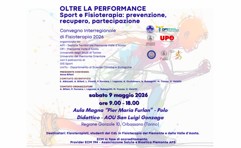 Convegno Interregionale in Fisioterapia 2026. “OLTRE LA PERFORMANCE” Sport e Fisioterapia: prevenzione, recupero, partecipazione.